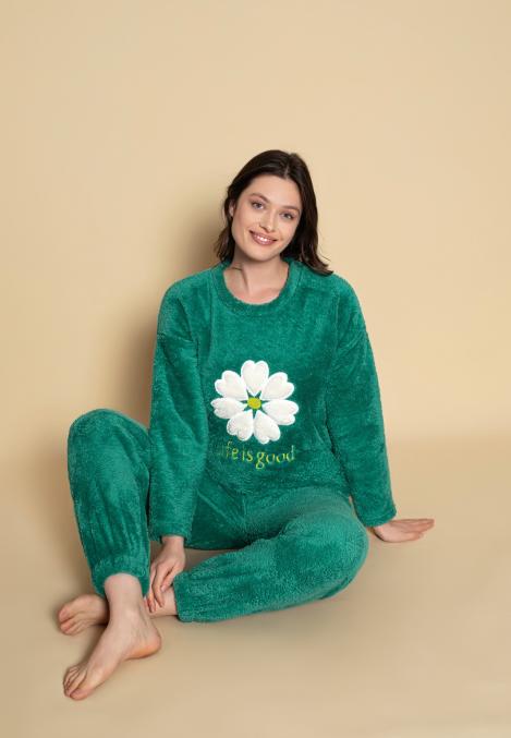 Pijama dama COCOLINO , Culoare Verde,Engros